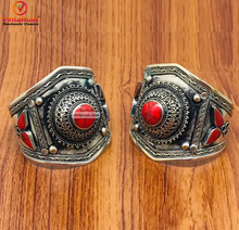 Load image into Gallery viewer, Handmade Kuchi Adjustable Bracelet With Coral Stone
