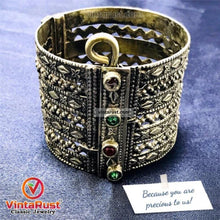 Load image into Gallery viewer, Vintage Gypsy Cuff Bracelet Inlaid With Glass Stones
