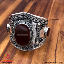 Load image into Gallery viewer, Handmade Kuchi Tribal Stone Cuff Bracelet
