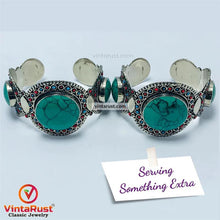Load image into Gallery viewer, Handmade Tribal Stones Cuff Bracelet, Kuchi Jewelry
