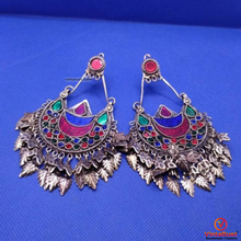 Load image into Gallery viewer, Kuchi Multicolor Glass Stones Antique Massive Earrings
