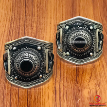 Load image into Gallery viewer, Tribal Vintage Cuff Bracelet With Black Stones
