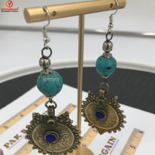 Load image into Gallery viewer, Vintage Coins and Stone Dangle Earrings
