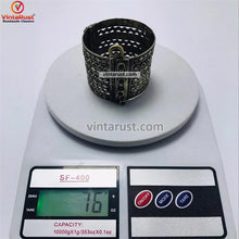 Load image into Gallery viewer, Vintage Gypsy Cuff Bracelet Inlaid With Glass Stones
