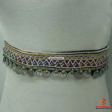 Load image into Gallery viewer, Vintage Coins Belt With Beaded Work and Laces
