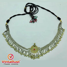 Load image into Gallery viewer, Silver Kuchi Bells Choker Necklace With Vintage Pendant
