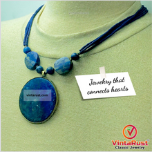 Load image into Gallery viewer, Lapis Lazuli Big Stone Pendant Necklace
