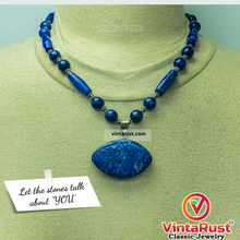 Load image into Gallery viewer, Beaded Chain Lapis Lazuli Stone Pendant Necklace
