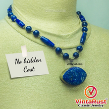 Load image into Gallery viewer, Beaded Chain Lapis Lazuli Stone Pendant Necklace
