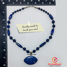 Load image into Gallery viewer, Beaded Chain Lapis Lazuli Stone Pendant Necklace
