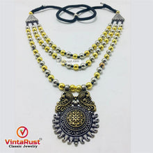 Load image into Gallery viewer, Silver And Golden Beaded Chain Necklace
