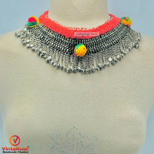 Load image into Gallery viewer, Vintage Dangling Bells Red Choker Necklace
