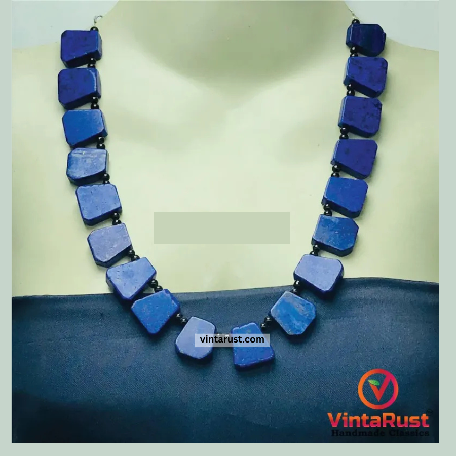 Natural Blue Lapis Lazuli Gemstone Necklace
