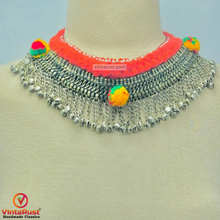 Load image into Gallery viewer, Vintage Dangling Bells Red Choker Necklace

