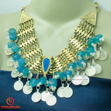 Load image into Gallery viewer, Turquoise Stone With Coins Choker Necklace
