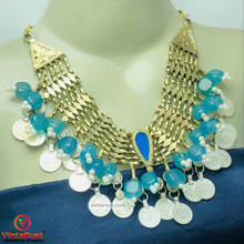 Load image into Gallery viewer, Turquoise Stone With Coins Choker Necklace

