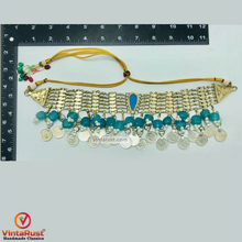 Load image into Gallery viewer, Turquoise Stone With Coins Choker Necklace
