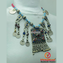 Load image into Gallery viewer, Handmade Beaded Chain Necklace With Long Tassels
