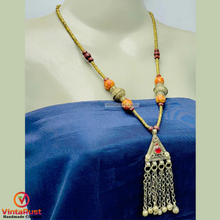 Load image into Gallery viewer, Vintage Kuchi Pendant Necklace With Beaded Chain
