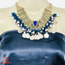 Load image into Gallery viewer, Blue Vintage Statement Coins Choker Necklace
