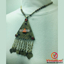 Load image into Gallery viewer, Metal And Wooden Beaded Chain Pendant Necklace
