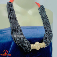 Load image into Gallery viewer, Unique Black Layered Beaded Tribal Necklace

