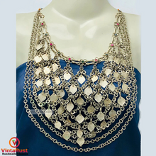 Load image into Gallery viewer, Silver Gypsy Necklace With Multilayers Chain and Tassels
