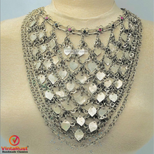 Load image into Gallery viewer, Silver Gypsy Necklace With Multilayers Chain and Tassels
