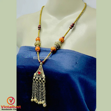 Load image into Gallery viewer, Vintage Kuchi Pendant Necklace With Beaded Chain
