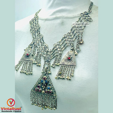 Load image into Gallery viewer, Tribal Silver Kuchi Necklace With Dangling Pendants

