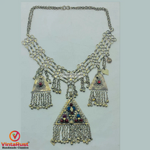 Load image into Gallery viewer, Tribal Silver Kuchi Necklace With Dangling Pendants
