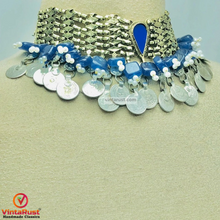 Load image into Gallery viewer, Blue Vintage Statement Coins Choker Necklace
