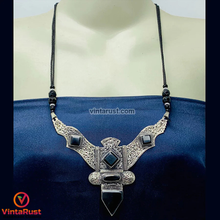 Load image into Gallery viewer, Antique Black Nepalese Triangular Pendant Necklace
