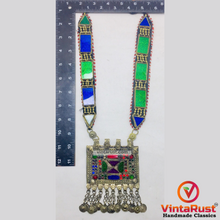 Load image into Gallery viewer, Blue and Green Long Chain Pendant Necklace
