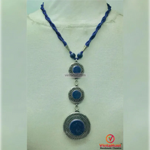 Load image into Gallery viewer, Lapis Blue Stone Silver Pendant Necklace
