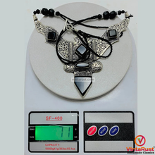 Load image into Gallery viewer, Antique Black Nepalese Triangular Pendant Necklace
