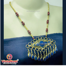 Load image into Gallery viewer, Lapis Lazuli Pendant Necklace With Beaded Chain
