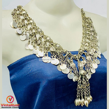 Load image into Gallery viewer, Silver Gypsy Kuchi Necklace With Vintage Coins
