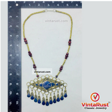 Load image into Gallery viewer, Lapis Lazuli Pendant Necklace With Beaded Chain
