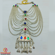 Load image into Gallery viewer, Vintage Silver Layered Bib Necklace
