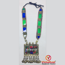 Load image into Gallery viewer, Blue and Green Long Chain Pendant Necklace
