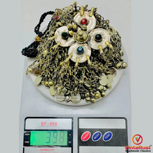 Load image into Gallery viewer, Tribal Silver Bib Necklace With Glass Stones
