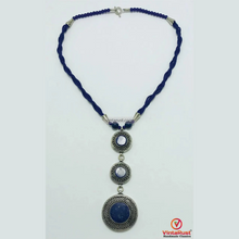Load image into Gallery viewer, Lapis Blue Stone Silver Pendant Necklace

