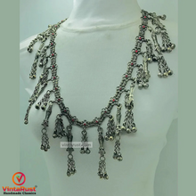 Load image into Gallery viewer, Silver Vintage Necklace with Red Glass Stones
