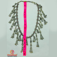 Load image into Gallery viewer, Silver Vintage Necklace with Red Glass Stones
