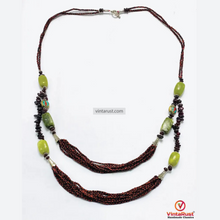 Load image into Gallery viewer, Maroon Beads and Stones Necklace
