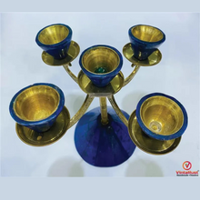 Load image into Gallery viewer, Vintage Lapis &amp; Brass Candle Holder
