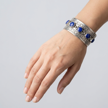 Load image into Gallery viewer, Boho Kuchi Cuff Bracelet With Lapis Stones
