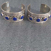 Load image into Gallery viewer, Boho Kuchi Cuff Bracelet With Lapis Stones
