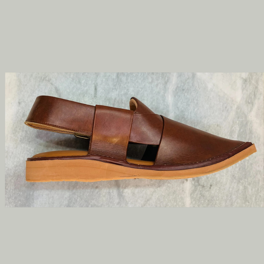 Traditional Brown Leather Peshawari Men display picture 2